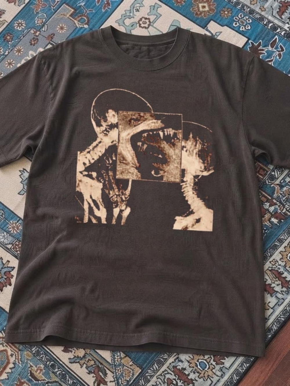Gildan Charcoal Tee with Bleached Bone Graphic